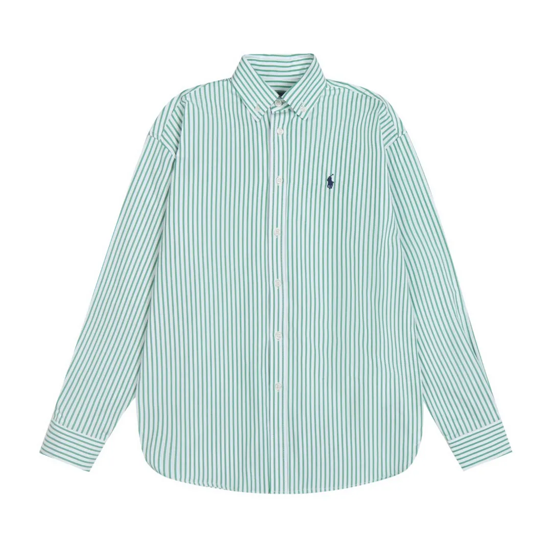 P250 White background picture [Popular new model] Style number: 25019# Color: red/green/blue Size: S to Custom dyed original pearlescent white buttons, large and small divisions, vertical eyelets ✅ - Special shaped chiffon foil is included in the collar door tube, not easy to deform and pull ✅ - RL three-color large and small vertical striped shirt, extraordinary isometric, cleverly matched stripes, diverse wear to stimulate self-expression, relaxed layering to play with the look of the four seasons